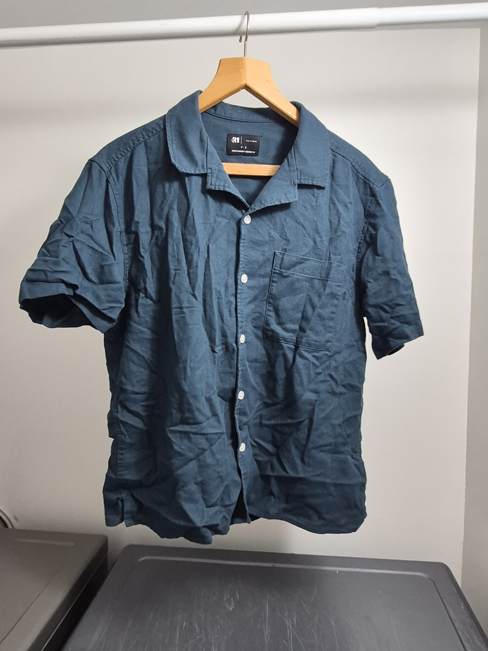 Casual Short-Sleeve Button-Down Shirt in Teal